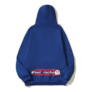 เสื้อฮู้ดดี้โอเวอร์ไซส์ ยูนิเซ็กซ์ ผ้าฝ้ายทอ 100% ป้องกันขนร่วง สไตล์สตรีทแวร์ แขนยาว สำหรับฤดูใบไม้ร่วงและฤดูหนาว ดีไซน์ลายเรียบ - Product Image 3