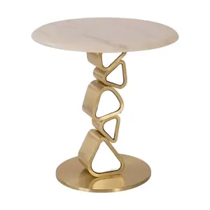Tavolino in ghiaia tavolino rotondo in metallo moderno e di lusso personalizzazione di alta qualità Design rotondo in marmo metallico all'ingrosso 2023