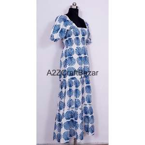Robe midi moulante pour femme, élégante, 100% coton, écologique, à imprimé floral, respirante, lavable, à boutons, décontractée, manches courtes, été - Product Image 3