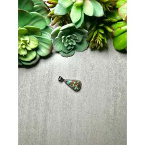 Scott Skeet # Pendentif religieux en or rose avec 8 pierres turquoise et argent sterling, serti clos, bijoux en or - Product Image 3