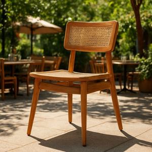 Ensembles de jardin, meubles d'extérieur, ensembles de salle à manger en teck et en rotin tressé à la main, table à manger en teck combinée avec des chaises en rotin et en bois - Product Image 5