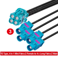 Connecteur TE Type 4-en-1 MINI FAKRA Z vers 4 FAKRA Z mâle/femelle, câble coaxial RG174 50 Ohm de haute qualité