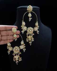 ชุดต่างหู kundan ชุบทองคุณภาพสูงจากผู้ผลิตอินเดียเครื่องประดับแฟชั่นไข่มุกหลายสี - Product Image 4