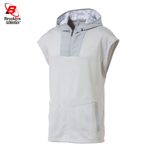 Sudadera con capucha sin mangas de algodón 100% para hombre, estampado de logotipo personalizado, Fitness deportiva americana para ropa de abrigo, cuello levantado, diseño holgado de invierno - Product Image 5