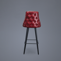 Tabouret de bar Chester rembourré haut de gamme avec pieds en métal noir, chaise de comptoir moderne pour bar à domicile, café, restaurant