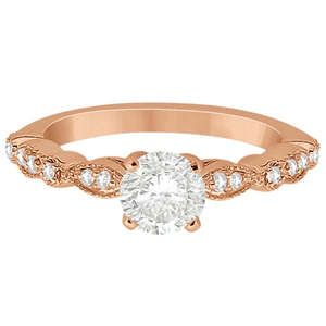 Bague de fiançailles en or rose 18 carats avec petite marquise et diamant en forme de point, 0,12 ct - Product Image 1