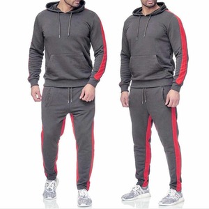 Conjunto de Sudadera con capucha para hombre personalizado 2025, chándal para correr a rayas de Color sólido, pantalones deportivos informales de dos piezas al por mayor para la temporada de invierno - Product Image 3