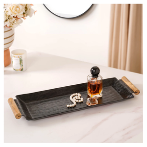 Plateau en métal nickelé de forme rectangulaire pour hôtel et restaurant Plateaux de service en métal Plateau en métal en acier inoxydable - Product Image 2