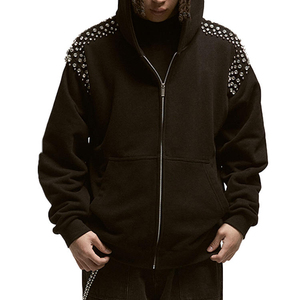 เสื้อฮู้ดปักลายผ้าเฟรนช์เทอร์รี่โอเวอร์ไซส์แบบมีซิปผลิตเสื้อผ้าตามสั่งผ้าคอตตอน100% - Product Image 1