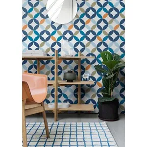 Patrón de círculos de vinilo moderno papel tapiz extraíble marroquí autoadhesivo decorativo corto para hombres - Product Image 1