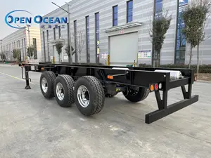 Low Price 40ft 20ft Tri-axle Container Sliding Skeletal Semi Trailer Skeleton Trailer From China