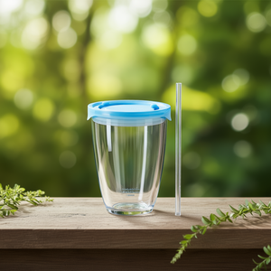 Tasse en verre borosilicate à double paroi (14 cm) - Classique transparente - Avec couvercle et paille (178B000) - Product Image 3