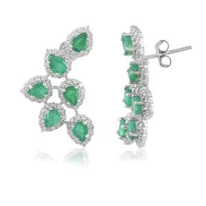 Zambian Emerald Zircon White Stud Pendientes Plata de Ley 925 14K Chapado en oro Joyería fina Lujo elegante - Product Image 2