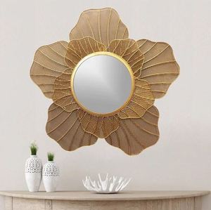 Miroirs décoratifs pour la maison, l'hôtel, le salon, décoration en fer, style décoratif, miroir mural doré mat - Product Image 1