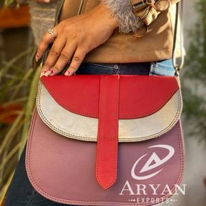 Bolso de mano de piel auténtica para mujer, bandolera de cuero reciclada, multicolor - Product Image 1