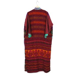 Robe longue en soie faite à la main Vintage soie luxe Kimono Robe de bain Vintage recyclé Sari Kimono ethnique vêtements de nuit Maxi Robe de chambre - Product Image 3