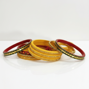 Set of 2 Regal <b>Red</b> Lac Bangles with Pearl Studs Elegant Pearl <b>Bracelets</b> & Bangles - Product Image 4