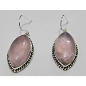 Pendientes de plata de ley hechos a mano, piedra preciosa de cuarzo rosa natural, piedra de amor, regalo de aniversario perfecto para ella - Product Image 1