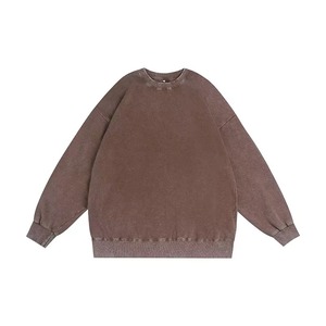 Sweat-shirt d'hiver délavé à l'acide en molleton bouclette polyester/coton, col rond, effet vieilli, haute qualité, pour hommes - Product Image 5