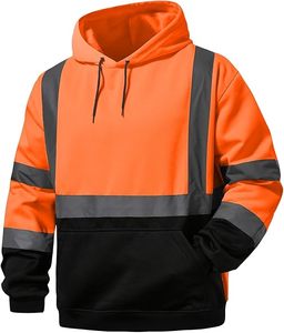 Sweat à capuche uniforme de travail de haute qualité Super Visible Hivis réfléchissant veste de sweat-shirt de sécurité vente en gros sweats à capuche haute visibilité - Product Image 6