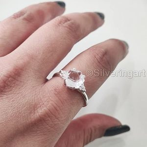 Anillo de Mujer con Topacio Blanco Natural, Piedra de Nacimiento de Noviembre, Regalo de Aniversario, Anillo Apilable, Joyería de Plata de Ley 925 - Product Image 6