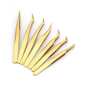 Pinzas profesionales para extensión de pestañas de acero inoxidable hechas en fábrica, Punta puntiaguda curva, pinzas para pestañas de fibra de plástico alto - Product Image 5