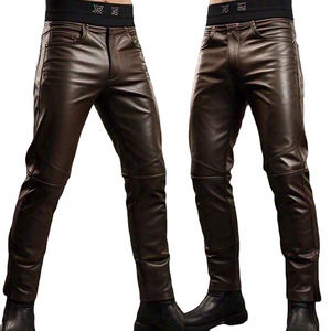 กางเกงหนัง PU ทรงตรง สไตล์สตรีทแฟชั่น เอวยืดหยุ่น ระบายอากาศได้ดี เป็นมิตรกับสิ่งแวดล้อม สำหรับผู้ชาย - Product Image 4