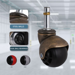 2 Inch Antique Color TPR Rubber Ball Caster Wheel Solid Steel Swivel Stem Casters with 11x38mm Mounting for Light Duty - Product Image 4