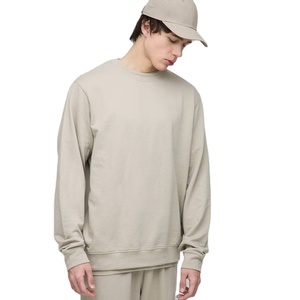 Sweat-shirt pour homme en molleton 100% coton, lourd, teint uni, écologique, avec logo brodé personnalisé et effet vintage délavé, chaud pour l'automne et l'hiver - Product Image 1