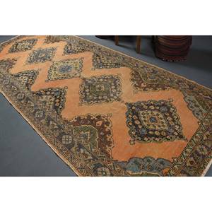 Alfombra de lana turca Vintage clásica beige azul 51x122 pies área grande rectángulo patrón de retazos para habitación de adolescente respaldo de látex - Product Image 4