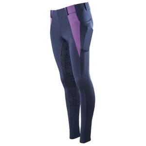 Pantalones ecuestres elegantes con panel lateral para mujer, cintura alta, cuero genuino, agarre de silicona, mallas para montar a caballo, ajustadas para - Product Image 2