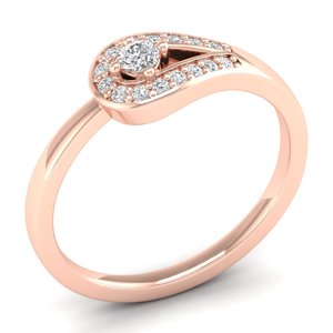 REYES minimalista corte redondo 0,19 quilates moissanita anillos de compromiso en oro rosa de 14K joyería fina mujeres aniversario anillos de regalo - Product Image 2