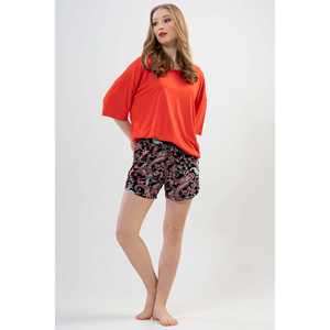 Conjunto de Falda y Pantalones Cortos Ovalados con Cuello en V y Hombros Descubiertos de Manga Corta Lyc Worteks para Mujer - Product Image 6