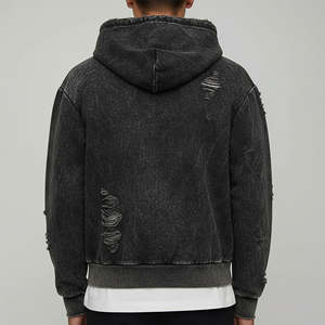 Sweats à capuche zippés vintage en coton 100% avec logo personnalisé pour l'automne, pour hommes, avec tissu peigné et motif géométrique - Product Image 2