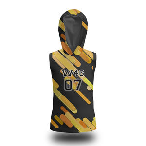 Ensembles d'uniformes de flag football sans manches respirants de haute qualité, personnalisables, vente en gros, maillots et shorts sur mesure, coupe longue devant - Product Image 2