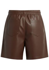 <b>Mens</b> Premium Genuine Leather Lounge <b>Shorts</b> with Elastic Drawstring Waist Chocolate <b>Brown</b> - Product Image 3