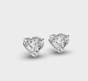 IGI Certified Heart Cut Lab Grown Diamond Stud <b>Earrings</b> <b>Solid</b> 925 Sterling <b>Silver</b> Solitaire Heart Diamond <b>Earrings</b> - Product Image 2