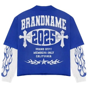 Fabricant personnalisé Logo personnalisé Double couche T-shirt à manches longues QUICK DRY 100% coton sérigraphié Boxy Crop t Shirt pour homme - Product Image 3