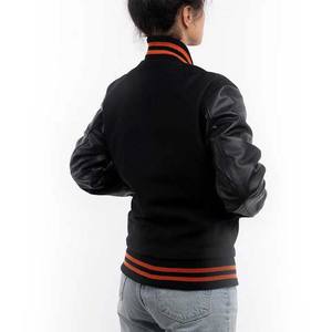 Nueva moda 2025, ropa de mujer de manga larga de cuero, chaqueta Varsity, venta al por mayor, chaquetas de invierno de lana con letras de béisbol para mujer - Product Image 4