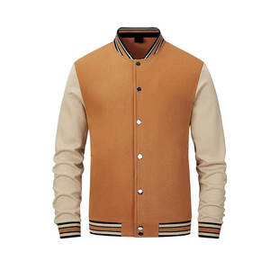 2025 New Style Custom New Fashion Design Plain Color Pockets Plus Size <b>Jacket</b> Varsity Baseball Bomber <b>Suede</b> <b>Jacket</b> for <b>Men</b> - Product Image 2