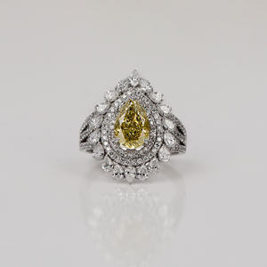 14K oro sólido amarillo pera corte laboratorio cultivado diamante doble Halo anillo de compromiso IGI certificado Diamante compromiso anillo de regalo - Product Image 1