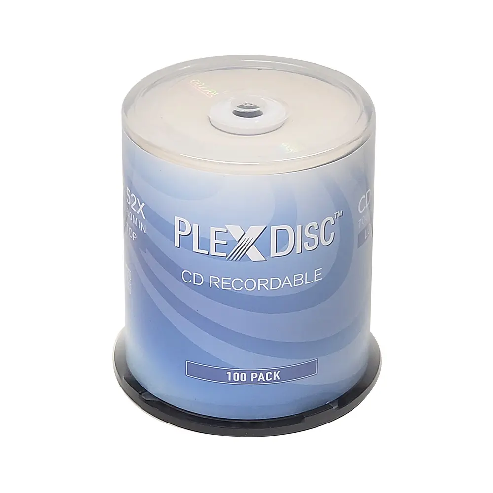 PlexDisc CD-R 700MB 80 मिनट 52x रिकॉर्ड करने-100 पैक केक बॉक्स (FFP) 631-805-BX, 100 डिस्क