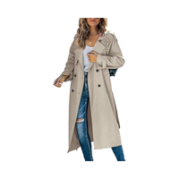 Manteau long à double boutonnage pour femme, streetwear, respirant, écologique, 100% coton, coupe-vent, col classique, slim, pardessus