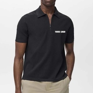 Coton à séchage rapide personnalisé grande taille couleur unie 1/4 quart fermeture éclair polos chemise de golf Polo couleur noire vêtements pour hommes chemises - Product Image 6