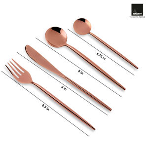 Ensemble de couverts MAKREY en acier inoxydable rose doré de luxe, finition minimaliste brillante, durable, léger, réutilisable, facile à nettoyer - Product Image 2