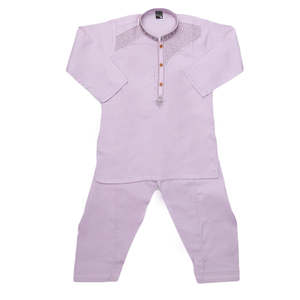 ชุดคุรตะ ชัลวาร์ปักลายสำหรับเด็กผู้ชาย - สีม่วง - Product Image 1