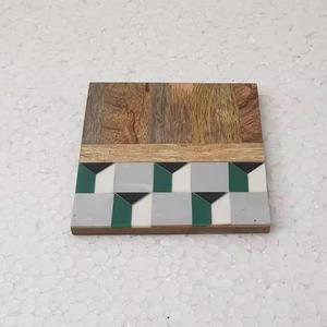 แผ่นรองถ้วยชาแบบฝังทำจากไม้เรซินอุปกรณ์สำหรับใช้ในบ้านอุปกรณ์บนโต๊ะอาหารเครื่องดื่มดีไซน์แบบแฮนด์เมดไม่เหมือนใคร - Product Image 4