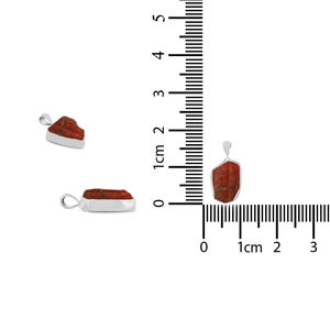 Premium 925 Sterling Silver Fine Pendentif Charm Grenat Gemstone Rough Cut avec Spring Lock Bezel Setting Pack Of 12 - Product Image 3