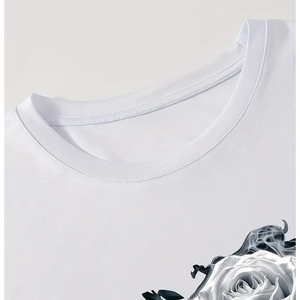 Ropa a granel Camiseta de alta calidad con Rosa Blanca Impresión personalizada Diseño de bordado 100% algodón - Product Image 4
