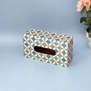 Soporte de caja de pañuelos impreso de madera artística con motivos étnicos indios para accesorios de habitación de hotel de lujo al precio más barato - Product Image 6
